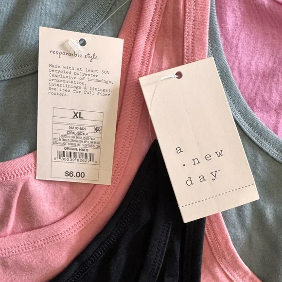 NWT Lot of 4 Tank Tops A New Day Brand Peaches Pink Black Sage Size XL - Picture 2 of 7